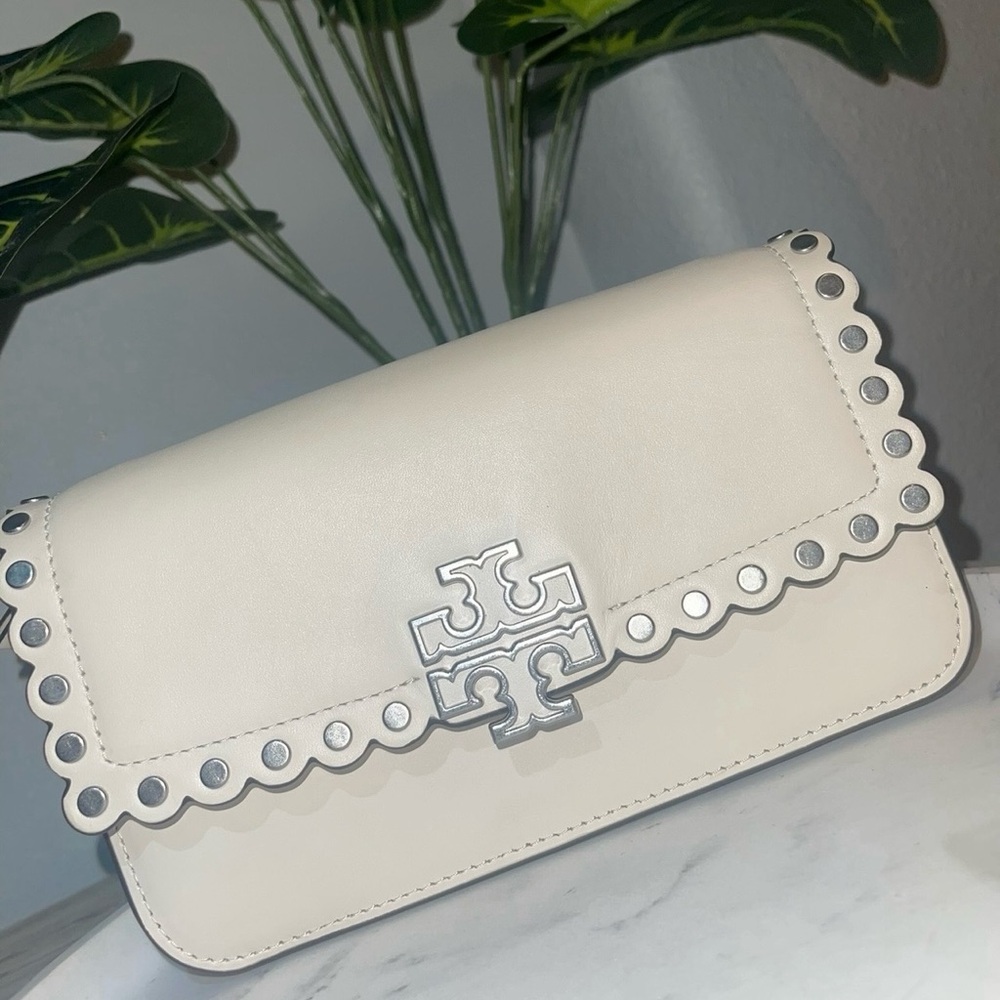 Tory Burch Cream Crossbody Bag with Silver Accents